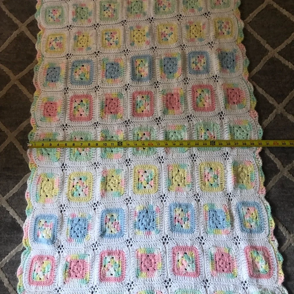 Granny, square, crocheted,‎ blanket Pastel Crochet Throw Blanket